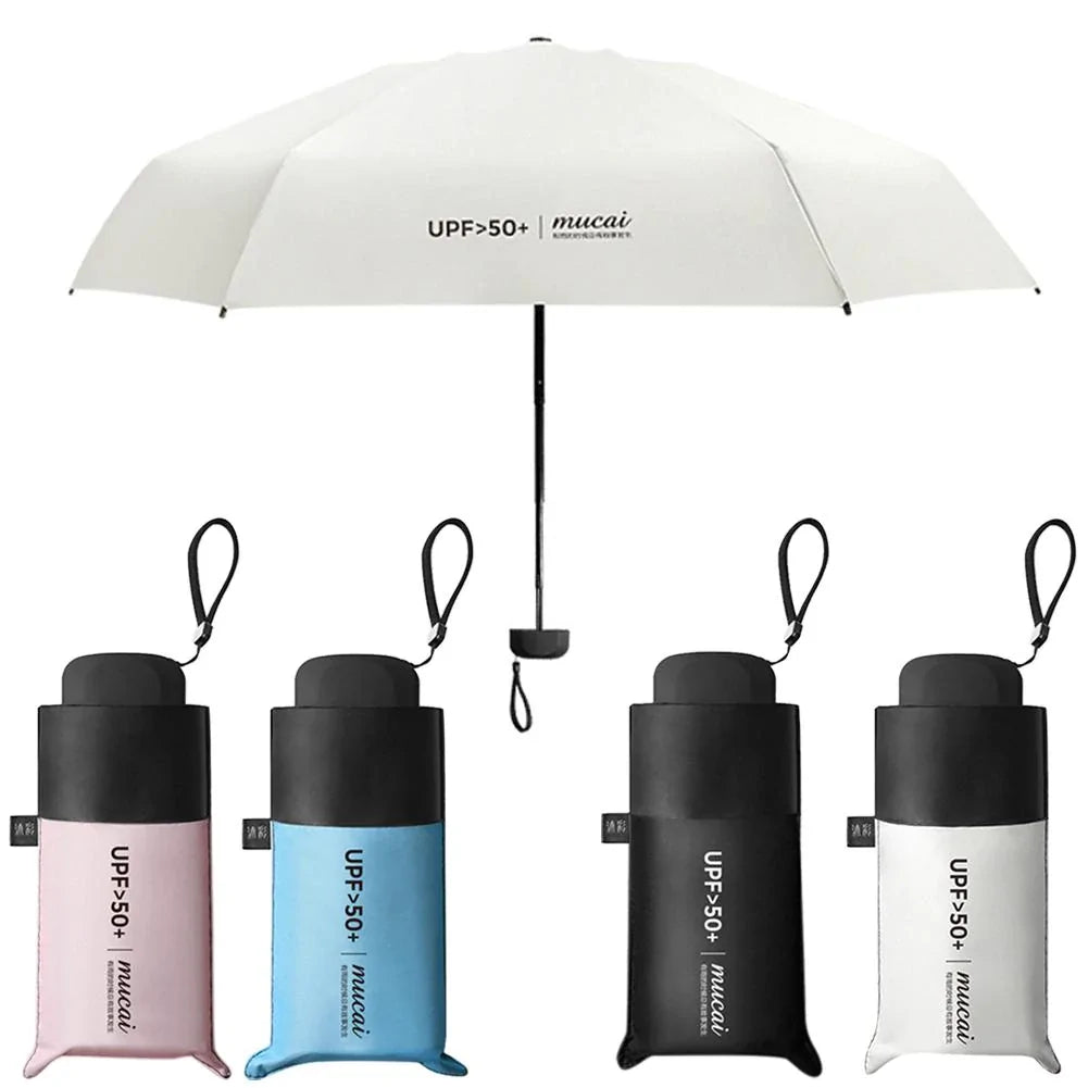 Mini Pocket Umbrella- Mini Umbrella with Upf50+ UV Protection, Lightweight Macaron-Colored Compact Umbrella for Women and Kids, Portable Travel Umbrella with Storage Box, 6Ribbed Small Umbrella Perfect for Travel