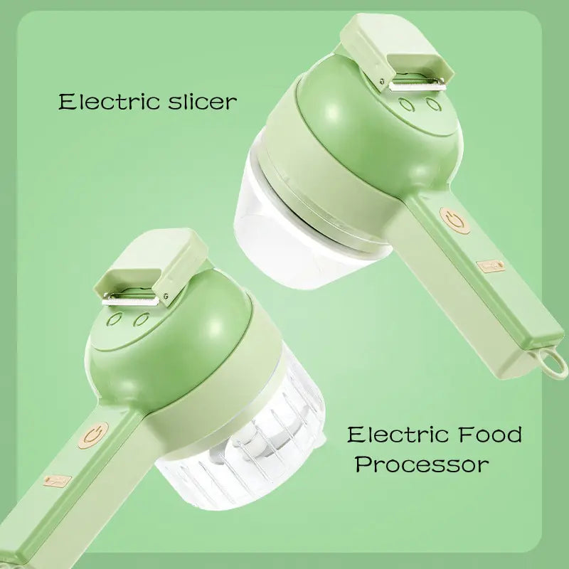 Auto 3 In 1 Electric Vegetable Cutter , Chopper Set, Electric Garlic Cutter and Clean Brush, Mini Handheld Electric Food Chopper for Salad Onion Veggie Pepper Celery Chili Meat Ginger.