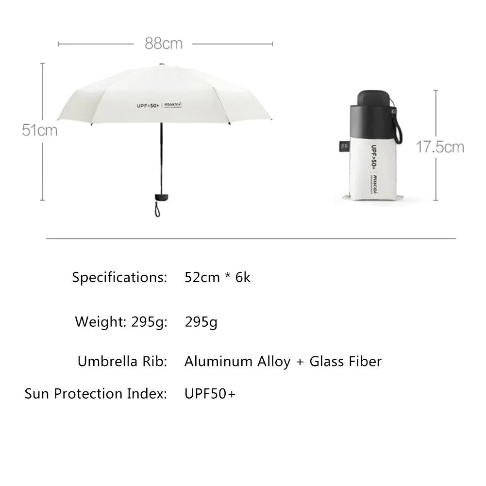 Mini Pocket Umbrella- Mini Umbrella with Upf50+ UV Protection, Lightweight Macaron-Colored Compact Umbrella for Women and Kids, Portable Travel Umbrella with Storage Box, 6Ribbed Small Umbrella Perfect for Travel