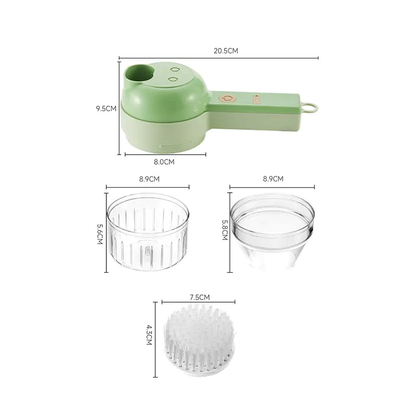 Auto 3 In 1 Electric Vegetable Cutter , Chopper Set, Electric Garlic Cutter and Clean Brush, Mini Handheld Electric Food Chopper for Salad Onion Veggie Pepper Celery Chili Meat Ginger.