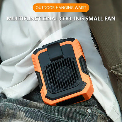 3-in-1 Portable Waist Clip Fan, USB Rechargeable Hands-free Necklace Fan with LED SOS Function, Mini Battery Operated Fan for Outdoor Works, Farm, Hiking, Camping, Travel