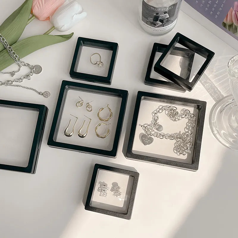 3D Floating Display 10 Pieces Set-  Floating Display Case  Floating Jewelry Frame Display Holder 3D Floating Stands Set Coin Display Frame Holders Clear Jewelry Display Box for Chip Jewelry Pin Medallion Ring Display Case