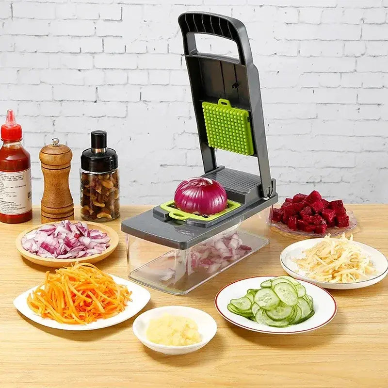 14/16 in 1 Vegetable Cutter Multi functional Shredders Slicer with Basket Fruit Potato Onion Chopper Carrot Grater Slicer