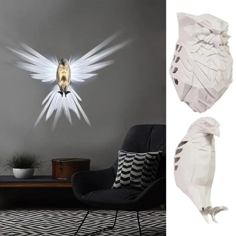 3D Animal LED Wall light  Lamp Golden Owl Eagle Lamps Battery Operated Sconce Wall Art Decor Cute LED Wall Light Resin Animal Statue for Stairs, Corridors , Bedroom Wall Lamps, Office  Room .