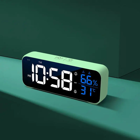 Voice Control LED Alarm Clock with Temperature & Humidity Display