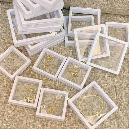 3D Floating Display 10 Pieces Set-  Floating Display Case  Floating Jewelry Frame Display Holder 3D Floating Stands Set Coin Display Frame Holders Clear Jewelry Display Box for Chip Jewelry Pin Medallion Ring Display Case