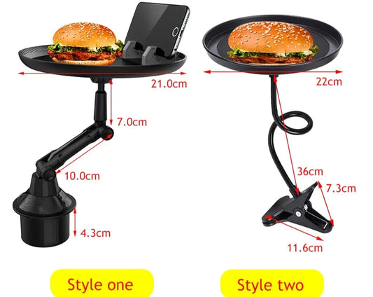 Cup Holder Tray For Car Enjoy Your Food And Stay Organized, Adjustable Car Tray Table With 360° Rotating Swivel Arm And Extendable BaseCar Food Table For Cup Holders And Eating (black, Long section)