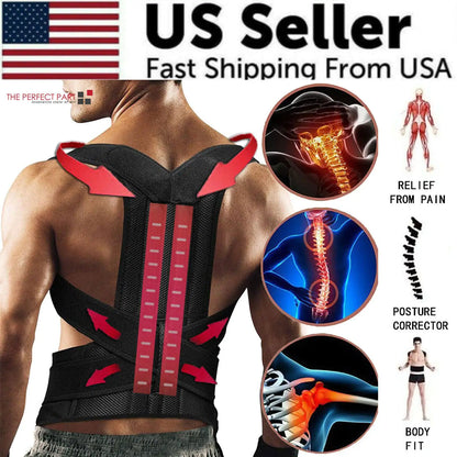 Adjustable Posture Corrector Low Back Support Shoulder Brace Belt For Men Women