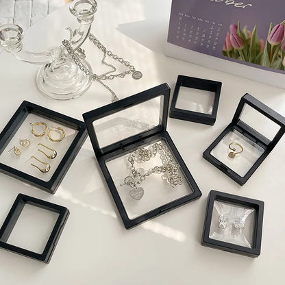 3D Floating Display 10 Pieces Set-  Floating Display Case  Floating Jewelry Frame Display Holder 3D Floating Stands Set Coin Display Frame Holders Clear Jewelry Display Box for Chip Jewelry Pin Medallion Ring Display Case